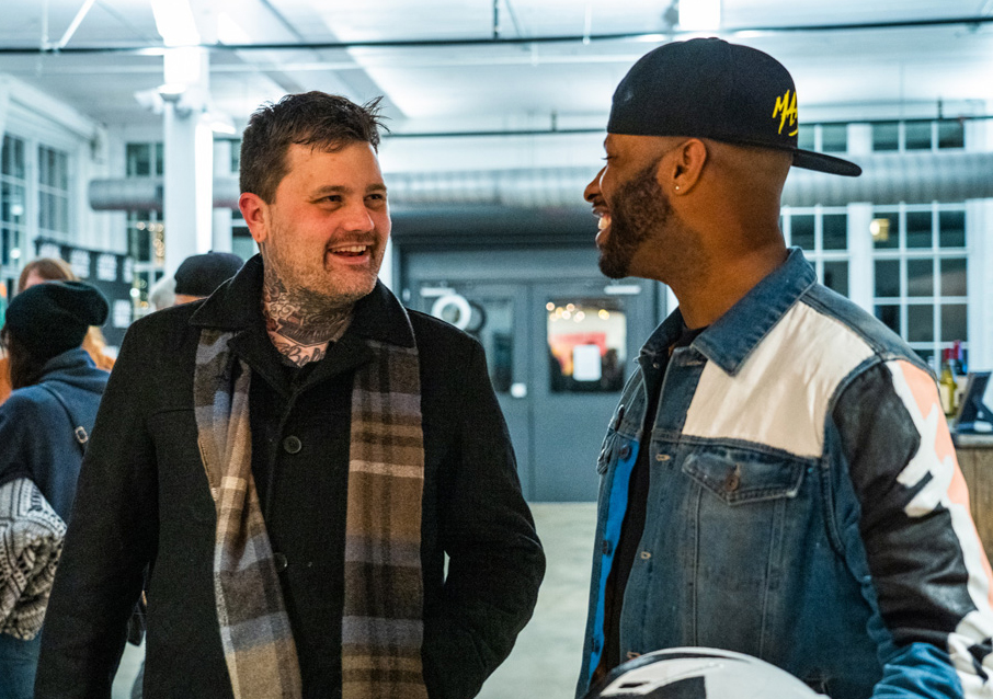 Artists Addam Duncan and TheMadddartist chatting at the Local Takes Film Premiere